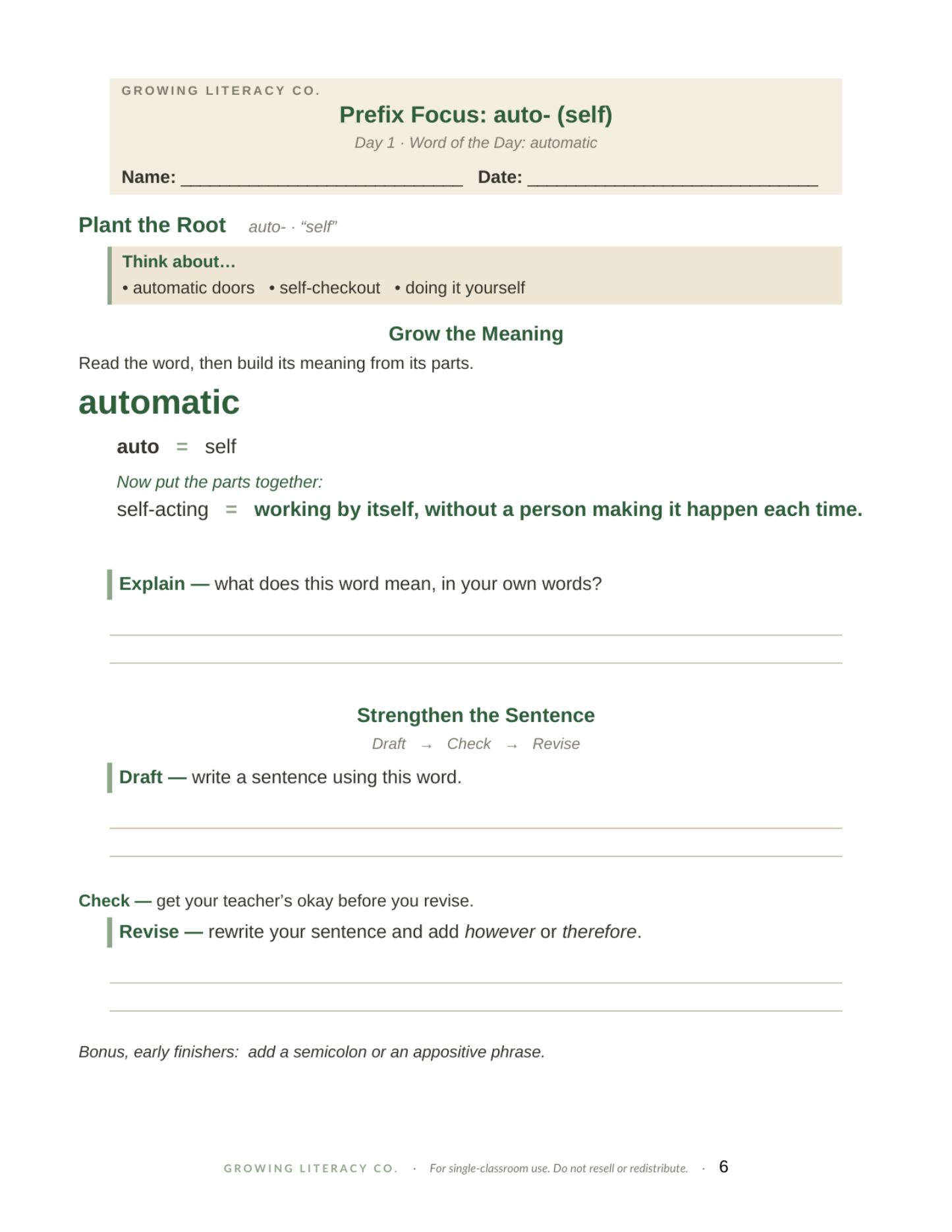 Root to Fluency student page